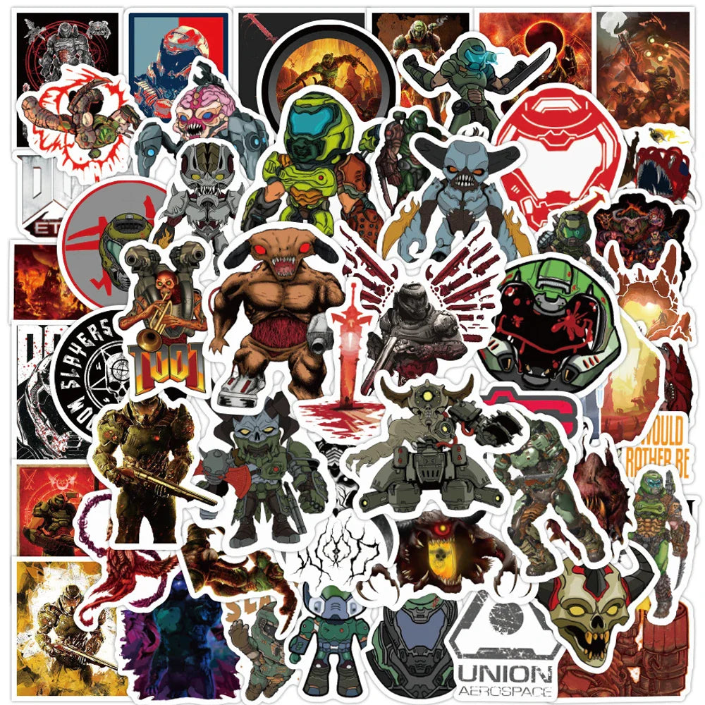 Doom Eternal Stickers Pack: Laptop, Guitar, Luggage, Skateboard, Bike, Waterproof Decals (ONLINE ORDER ONLY)
