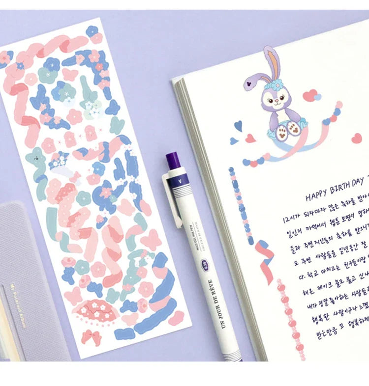 Cute Pink Purple Ribbon Stickers DIY Scrapbooking Phone Stickers Diary Album Decoration Stick Label Kawaii Stationery (Online Order Only)