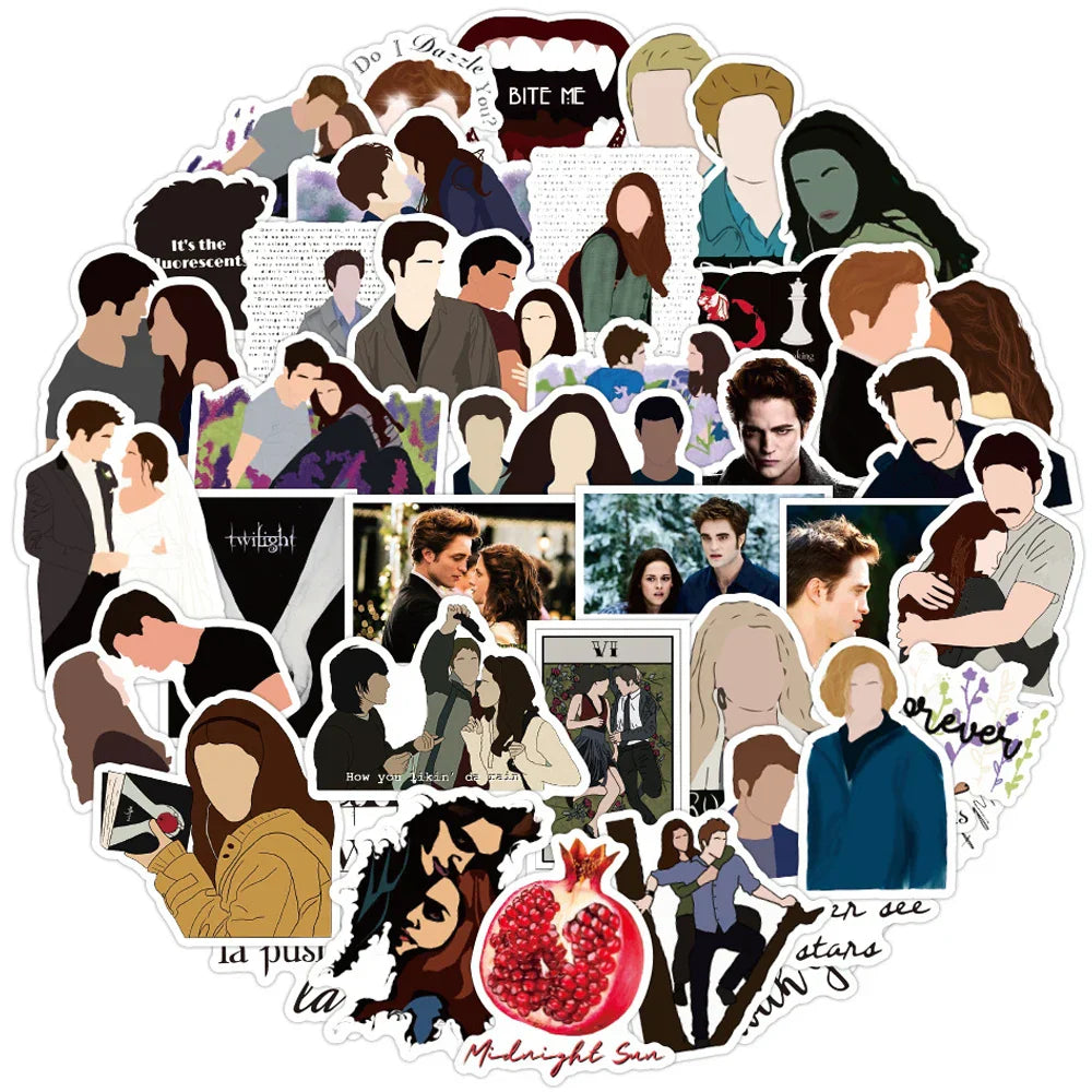 Twilight Saga Stickers Set: Waterproof Laptop, Luggage, Bike, DIY Graffiti Toy (Online Order Only)