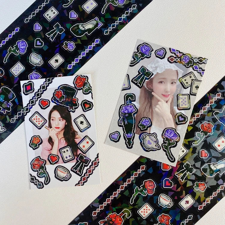 Ins Retro Rose Laser Sticker Scrapbooking Decorative Sticker DIY Diary Album Stick Label Korean Kawaii Stationery (ONLINE ORDER ONLY)
