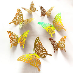 12 Gold 3D Butterfly Wall Stickers - Wedding & Home Decor (Online Order Only)