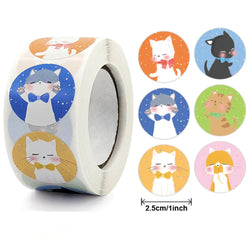 100-500pcs 8 Styles Round Cartoon Animal Reward Stickers Kids Party Handmade Scrapbooking Gift Packaging Seal Label (Online Order Only)