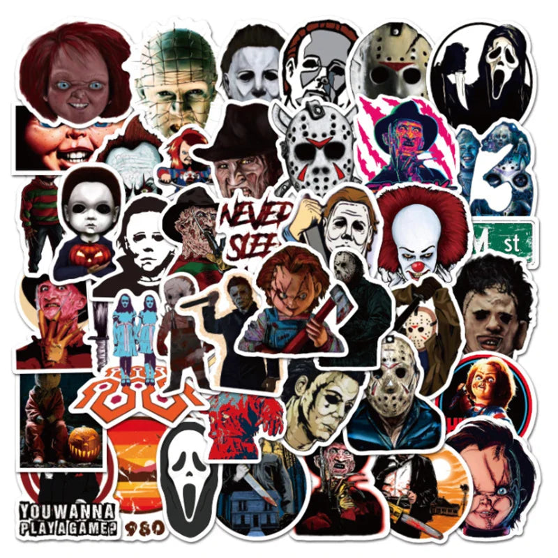 10/30/50pcs   Halloween Themed Horror Characters  Graffiti Waterproof Skateboard Travel Suitcase Phone Laptop Luggage Stickers (Online Order Only)