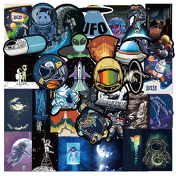 Outer Space Astronaut Stickers - 10/30/50pcs Waterproof Decals for Phone, Laptop, Guitar, Car, Kids (Online Order Only)