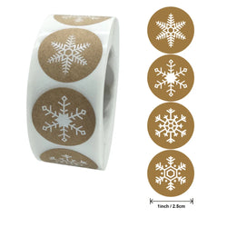 100-500PCS Christmas Snowflake Sticker DIY Baking Sticker Round Adhesive Scrapbooking Christmas stickers (ONLINE ORDER ONLY)