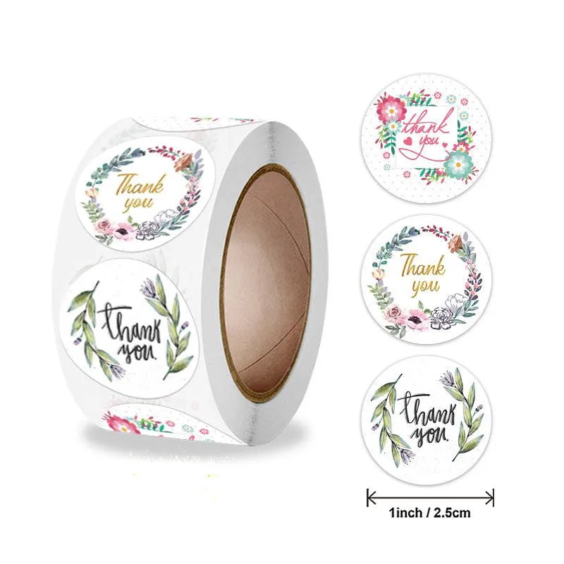 500 Pcs Thank You Stickers Rolls With Flower Sticker Seal For School Classroom Teacher Rewards Children With Gift Stickers (ONLINE ORDER ONLY)