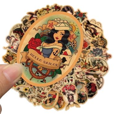 10/30/50pcs/pack Retro Old School Sailor Tattoo Sticker Packs (ONLINE ORDER ONLY)