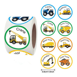 NEW Stationery Sticker 500 Pcs/roll 2.5cm /1inch Construction Car Birthday Party For Student Children Logo Stickers Custom (ONLINE ORDER ONLY)