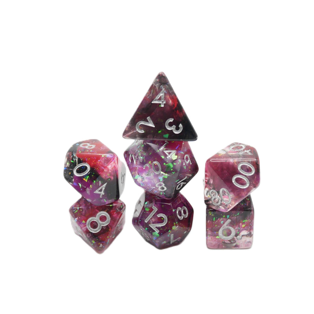 Heart's Content - 7 Piece DnD Dice Set | Acrylic RPG Gaming Dice (ONLINE ORDER ONLY)
