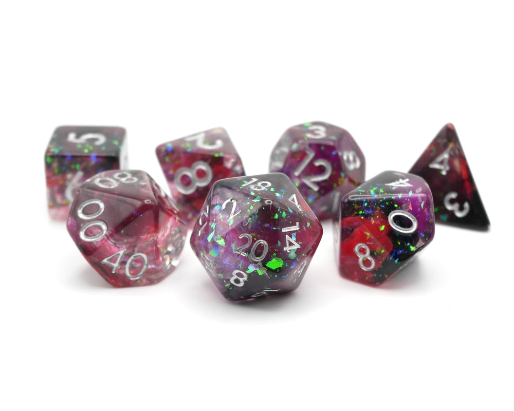 Heart's Content - 7 Piece DnD Dice Set | Acrylic RPG Gaming Dice (ONLINE ORDER ONLY)