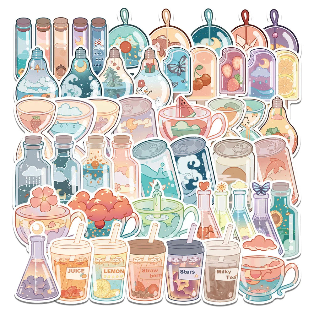 Cartoon Drink Graffiti Stickers Pack - Aesthetic Decals for Kids, Scrapbook, Phone, Laptop, Luggage, Bike (ONLINE ORDER ONLY)