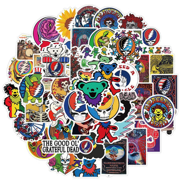 10/30/50PCS Rock Band Greatful Dead Stickers Laptop Guitar Luggage Waterproof Phone Bike Cool Graffiti Sticker Decal Kid Toys (ONLINE ORDER ONLY)