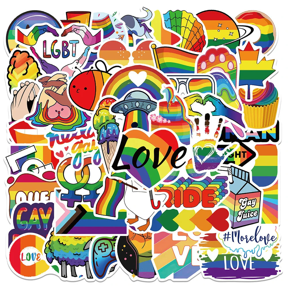 Rainbow LGBT Anime Stickers Pack - Waterproof Decals for Laptop, Skateboard, Suitcase, Kid Toy (ONLINE ORDER ONLY)