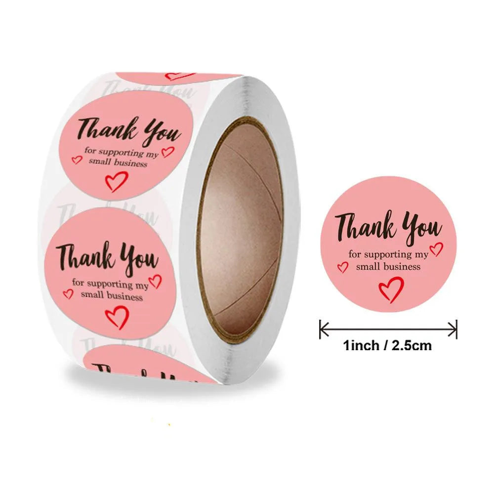 Pink Gift Sealing Stickers 500PCS Thank You Love Design Diary Scrapbooking Stickers Festival Birthday Gift Decorations Labels (ONLINE ORDER ONLY)