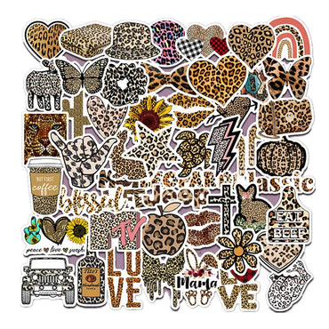 10/30/50Pcs Cartoon Leopard Love Letters Stickers Waterproof Decal Laptop Motorcycle Luggage Snowboard Fridge Phone Car Sticker (ONLINE ORDER ONLY)