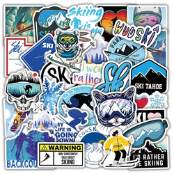 Winter Skiing Snow Mountain Stickers Pack - Car, Luggage, Laptop, Skateboard, Snowboard, Refrigerator Decals (ONLINE ORDER ONLY)