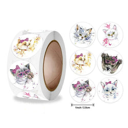 Stationery Sticker 500 Pcs/roll 2.5cm /1inch Cat Dog Kids Sticker For School Teacher Student Stationery Round Stickers (ONLINE ORDER ONLY)