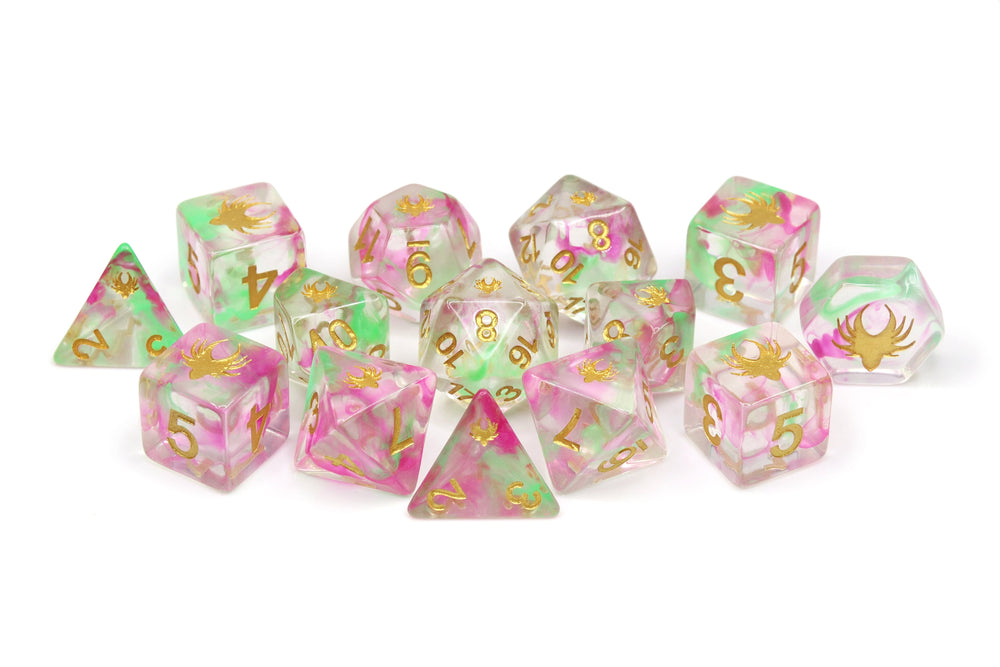 Hedronic Serenity - 14 Piece DnD Dice Set | Acrylic RPG Gaming Dice (ONLINE ORDER ONLY)