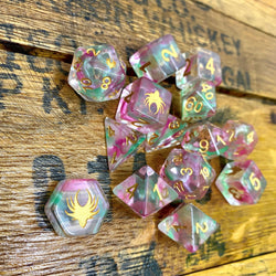 Hedronic Serenity - 14 Piece DnD Dice Set | Acrylic RPG Gaming Dice (ONLINE ORDER ONLY)