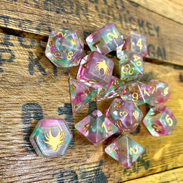 Hedronic Serenity - 14 Piece DnD Dice Set | Acrylic RPG Gaming Dice (ONLINE ORDER ONLY)