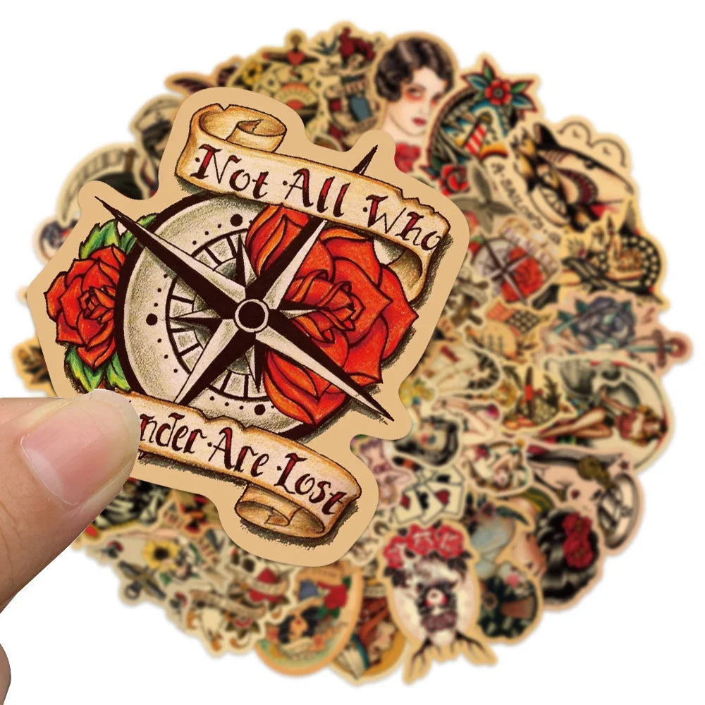 10/30/50pcs/pack Retro Old School Sailor Tattoo Sticker Packs (ONLINE ORDER ONLY)