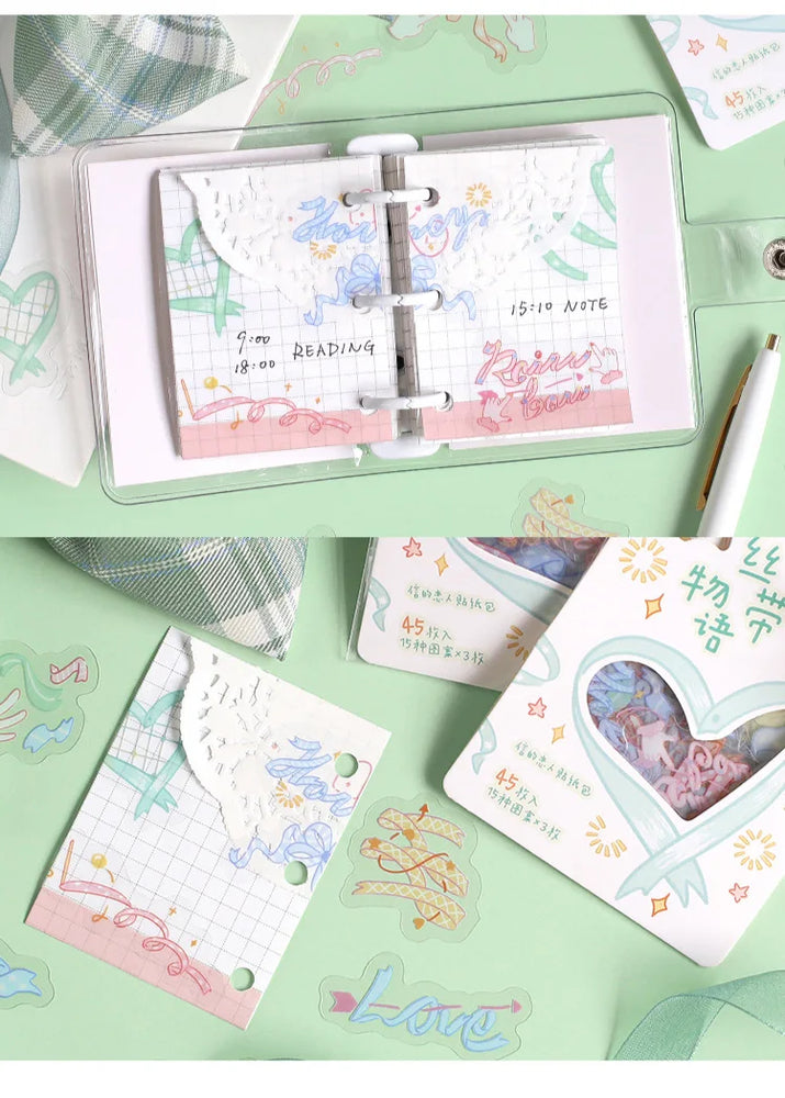 45pcs/pack Cute Flower Ribbon Decorative Stationery Stickers kawaii dog Scrapbooking DIY Diary Album Stick Lable (Online Order Only)