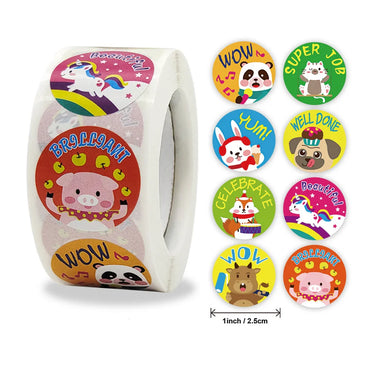 100-500pcs Reward Motivational Stickers Cartoon Animal Kids Toy Circus Elephant Lion Monkey Dolphin Stickers For Children Gifts (Online Order Only)