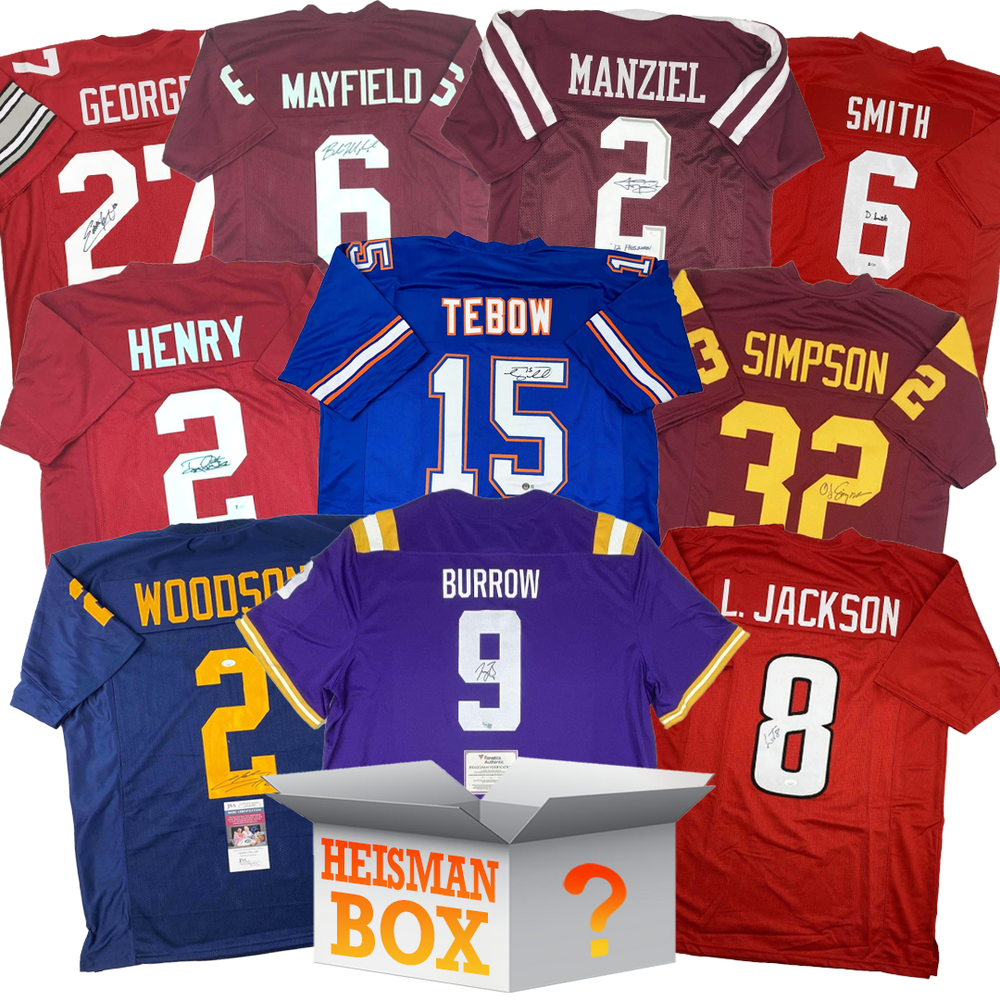 Heisman Winners Autographed/Signed College Football Jersey Mystery Box with PSA JSA or Beckett COA (ONLINE ORDER ONLY)