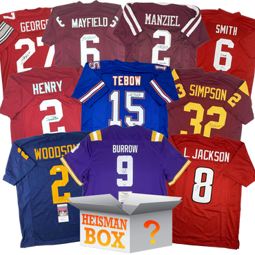 Heisman Winners Autographed/Signed College Football Jersey Mystery Box with PSA JSA or Beckett COA (ONLINE ORDER ONLY)