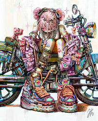 Helen Highton - GLOOOMY Ride -  (SOLD OUT) Framed Artwork - Gloomy Bear Exhibition (ONLINE ORDER ONLY)