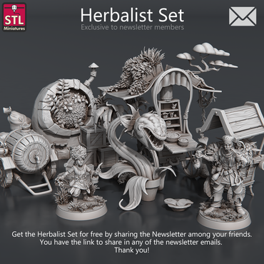 3D Printed STL Miniatures Herbalist Set 28 - 32mm War Gaming D&D (Online Only)