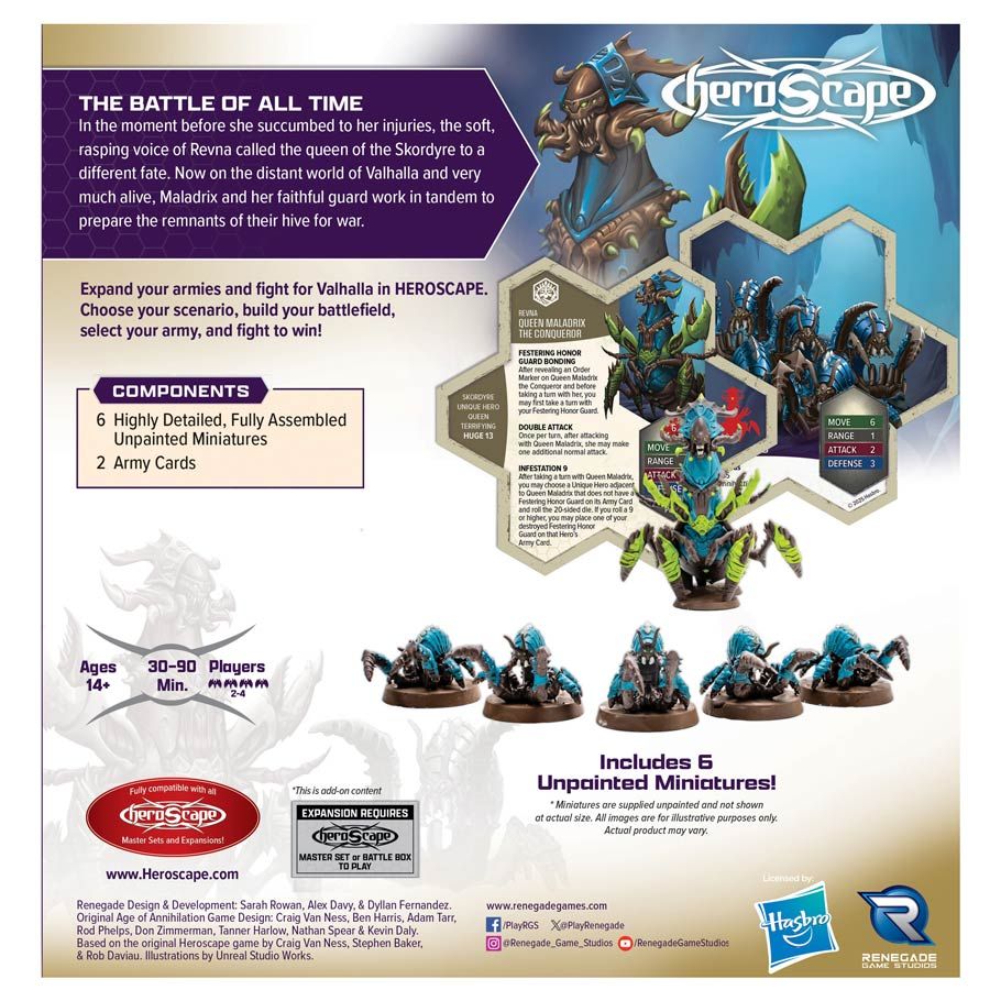 Heroscape: Rising Tide - Queen Maladrix and Festering Honor Guard Army Expansion (ONLINE ORDER ONLY)