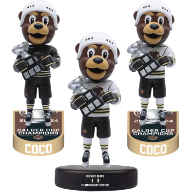 Coco the Bear Hershey Bears Mascot 2024 Calder Cup Champions Bobbleheads (ONLINE ORDER ONLY)