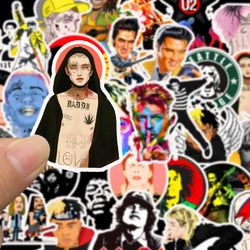 10/30/50/100pcs Cool Rock Band Music Singer Graffiti Stickers Luggage Guitar Skateboard Laptop Phone Bike Car Waterproof Sticker (Online Order Only)