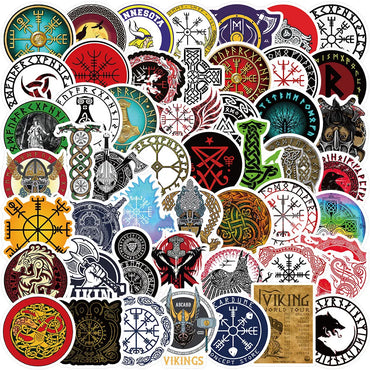 10/50/100Pcs Viking Pirates Mysterious Totem Symbol Rune Style Stickers for Mobile Phone Laptop Luggage Skateboard Decal Sticker (Online Order Only)