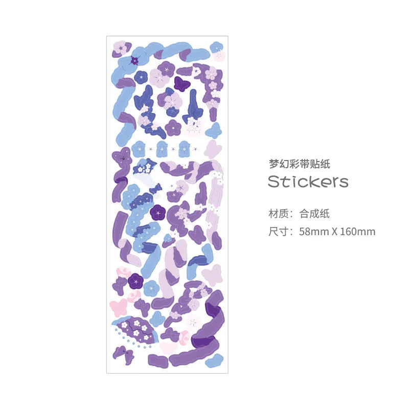 Cute Pink Purple Ribbon Stickers DIY Scrapbooking Phone Stickers Diary Album Decoration Stick Label Kawaii Stationery (Online Order Only)