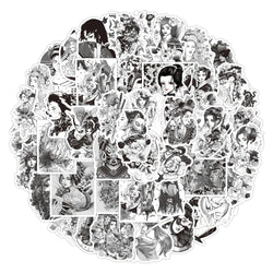 Retro Gothic Horror Girl Stickers - Waterproof for Skateboard, Luggage, Phone, Laptop (10/30/50PCS) (Online Order Only)