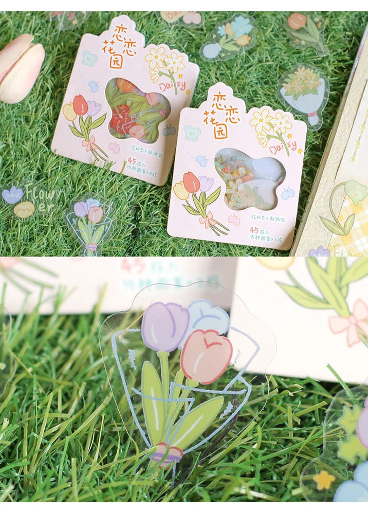 45pcs/pack Cute Flower Ribbon Decorative Stationery Stickers kawaii dog Scrapbooking DIY Diary Album Stick Lable (Online Order Only)