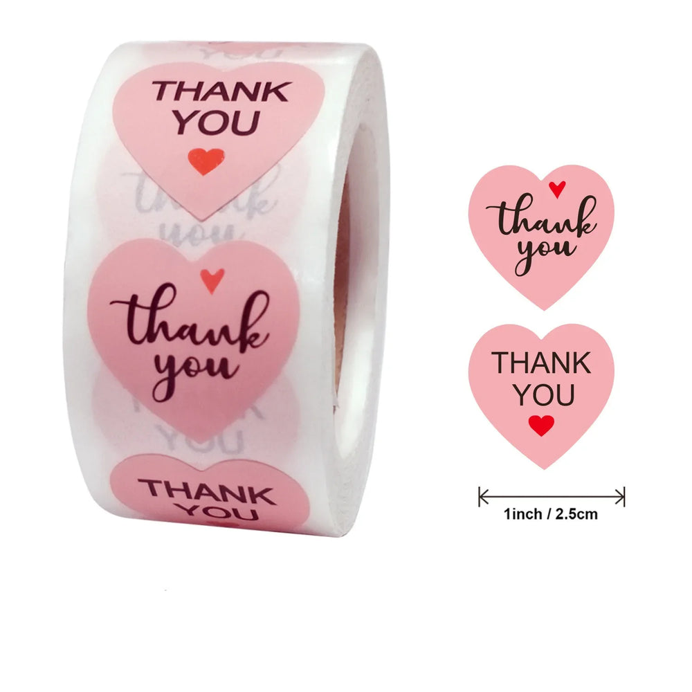 Pink Gift Sealing Stickers 500PCS Thank You Love Design Diary Scrapbooking Stickers Festival Birthday Gift Decorations Labels (ONLINE ORDER ONLY)