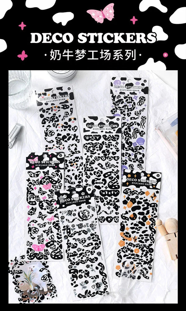 Kawaii Black White Cow Ribbon Stickers DIY Craft Scrapbooking Stick Label  Album Journal Planner Stationery Sticker (ONLINE ORDER ONLY)