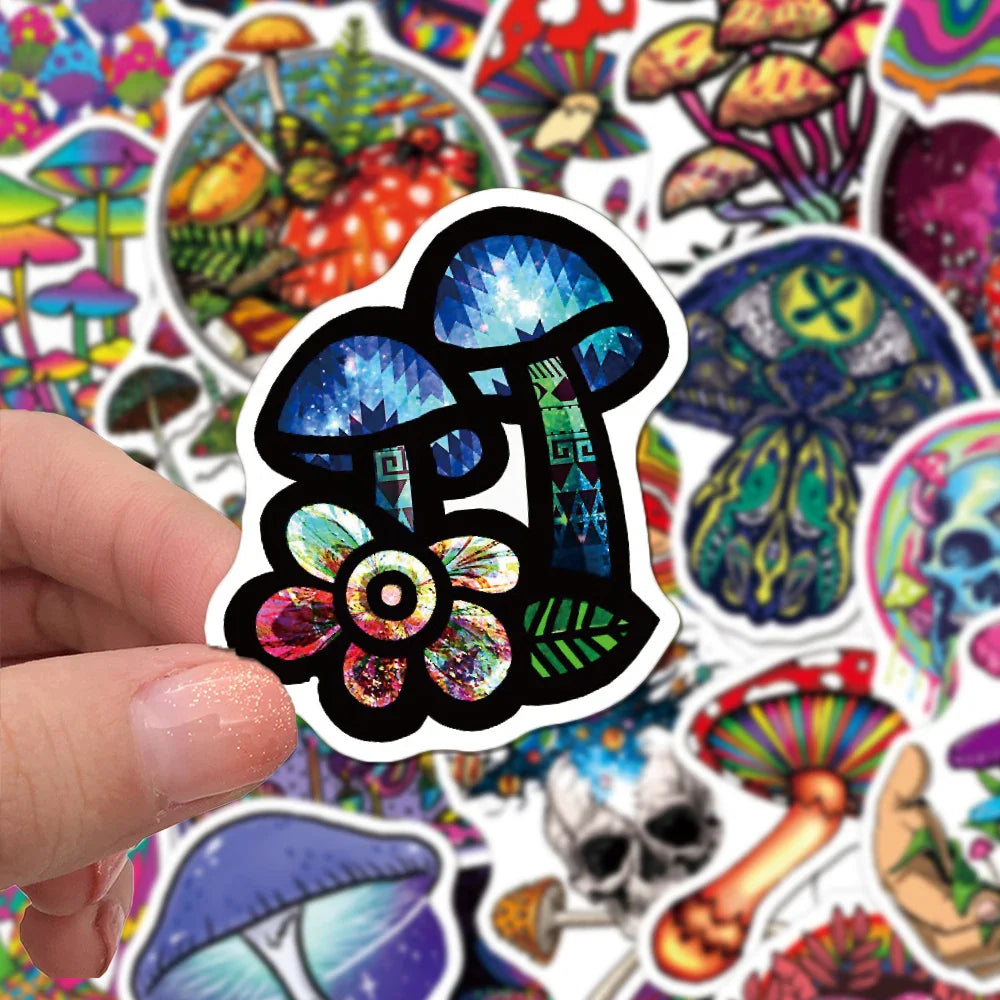 50/100PCS Psychedelic Mushroom Graffiti Stickers for Laptop Motorcycle Skateboard Art Fantasy Aesthetics Decals Waterproof Decor (ONLINE ORDER ONLY)