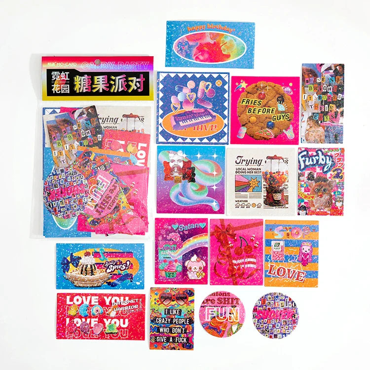 45Pcs/lot Neon Light Garden Series Laser Stickers Girl Scrapbooking Stick Label Diary Album Sticker Personalized Stationery Gift (Online Order Only)