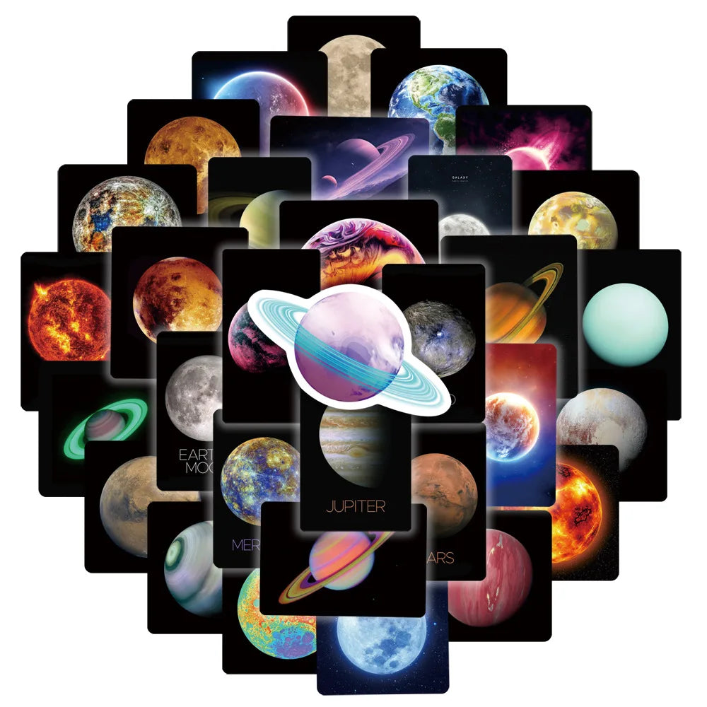 Starry Sky Planet Stickers 10/30/50PCS for Car, Bike, Luggage, Laptop, Toy Decals (ONLINE ORDER ONLY)