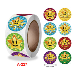 Stickers 500 Pcs/roll 2.5cm / 1inch Children's Cartoon Toy Stickers Teacher Encouragement Reward Game Stickers (Online Order Only)