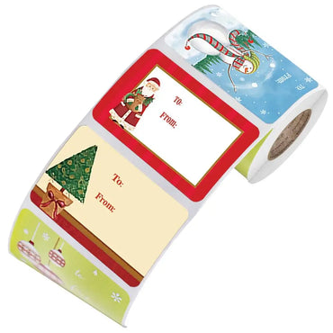 250pcs/roll Colored Christmas Stamp Design Kraft Seal Sticker Kraft Paper Material Stick DIY Multifunction Gift Sticker (ONLINE ORDER ONLY)