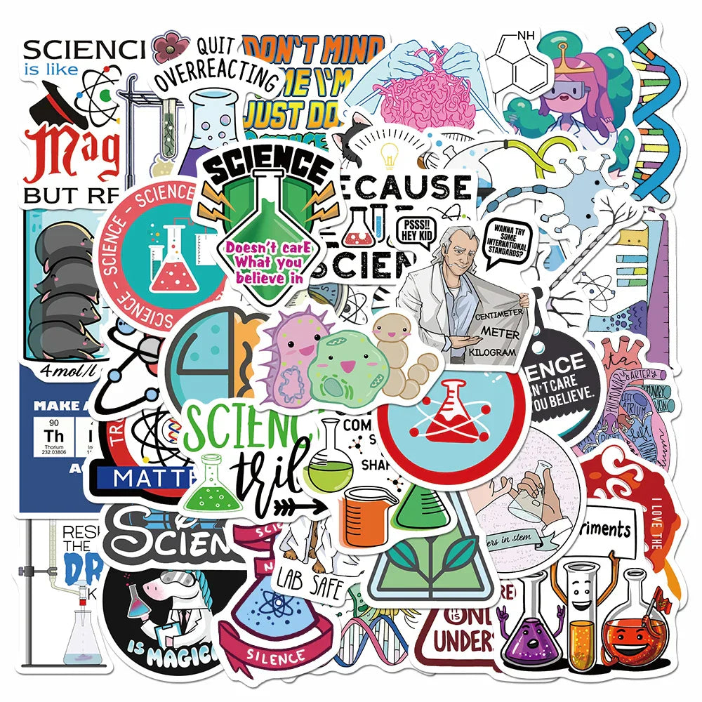 100PCS Science Chemical Math Stickers Waterproof for Laptop Car Suitcase (Online Order Only)