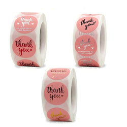 500 Pcs/roll Pink Hot Stamping Thank You Sealing Sticker Self-adhesive Film Sticker A Roll Of Various Hot Stamping Sticker (ONLINE ORDER ONLY)