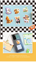 40Pcs Retro Grid Animals Decorative Stickers Scrapbooking Stick Label Diary Album Stickers Kawaii Stationery Cell Phone Stickers (ONLINE ORDER ONLY)