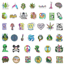 10/30/50PCS Funny Characters Leaves Weed Smoking Graffiti Stickers Laptop Guitar Phone Luggage Car Cool Waterproof Sticker Decal (ONLINE ORDER ONLY)