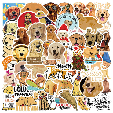 10/30/50PCS Golden Retriever Dog Stickers Cartoon DIY Bike Travel Luggage Laptop Kid Toys Classic Toy Decals Graffiti Sticker F3 (Online Order Only)